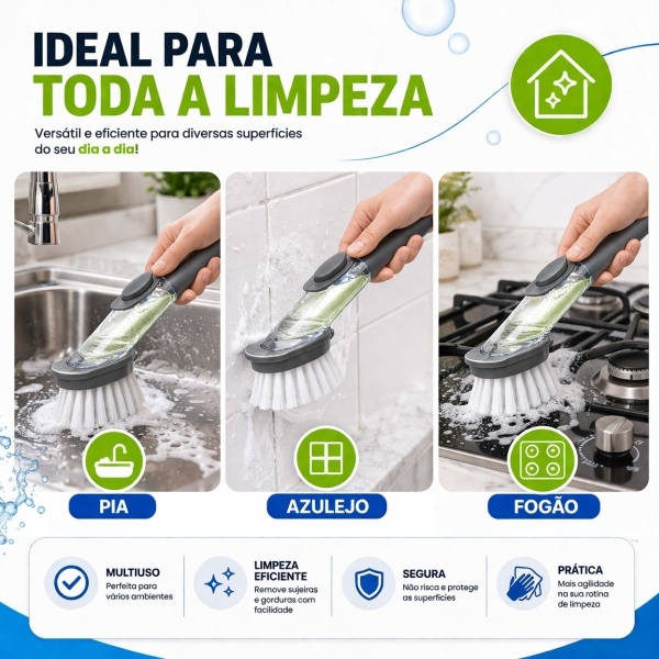 ESCOVA DE LIMPEZA 2 EM 1 DISPENSER DETERGENTE