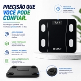 Balança Bioimpedância Imc Digital Aplicativo Bluetooth 180kg