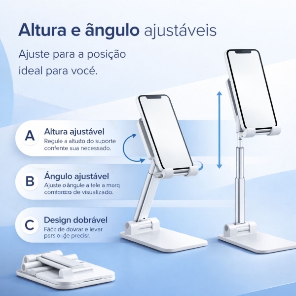 Suporte Mesa Ajustavel Celular Tablet Dobrável Universal