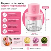 Mini Processador Moedor De Alimentos 250ml 3 Lâminas Usb