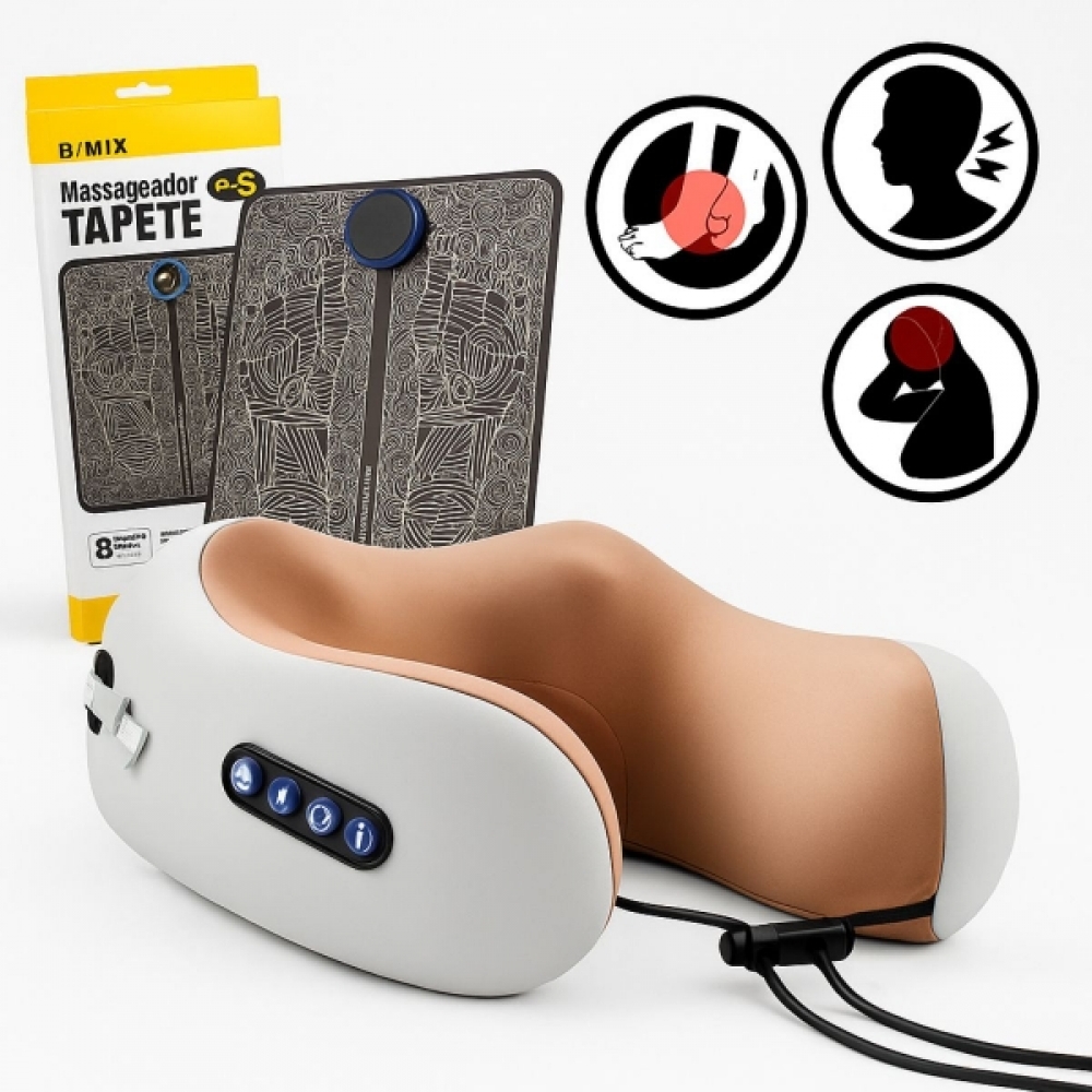 Kit Massageador pescoço e pés - Marrom