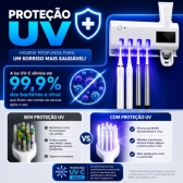 Porta Escova Esterilizador UV Dispenser Pasta Automático