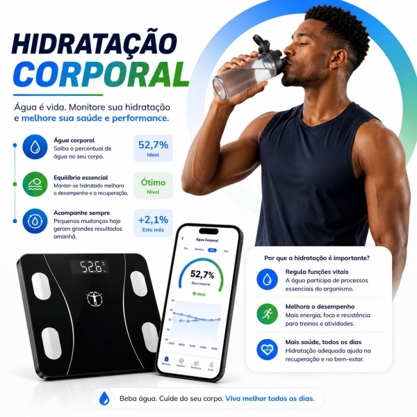 Balança Bioimpedância Imc Digital Aplicativo Bluetooth 180kg