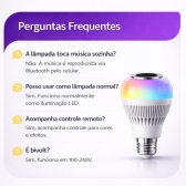 Lampada Bluetooth Caixa De Som Led RGB 12W Controle Remoto