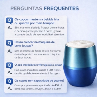 Copo Térmico 2 em 1 Aço Inox 400ml Taça Bebida Fria Quente