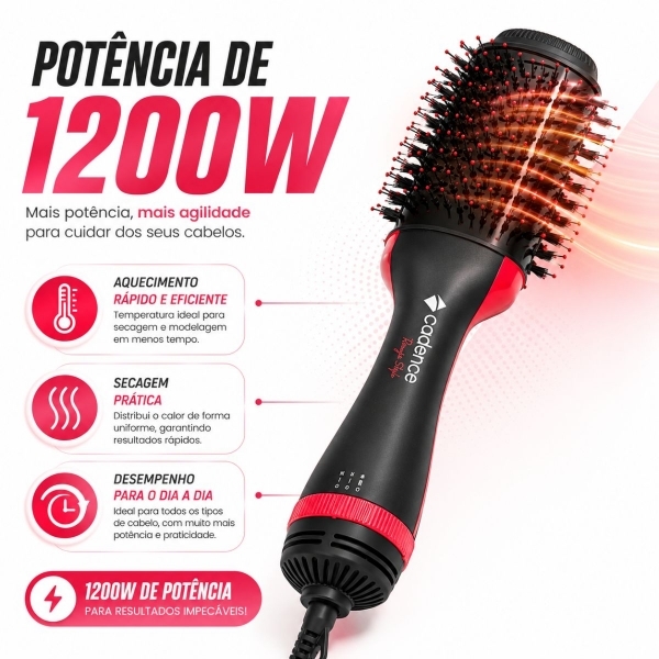 Escova secadora 4 em 1 Cadence Ceramica Ionizada Turmalina