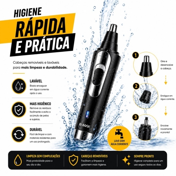 Máquina Aparador Pelos Elétrico Nariz Ouvido Sem Fio Bivolt