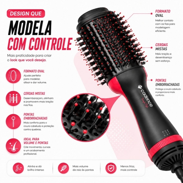 Escova secadora 4 em 1 Cadence Ceramica Ionizada Turmalina