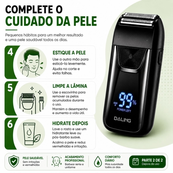 Kit Shaver Elétrico + Aparador Nariz Recarregável USB Masculino