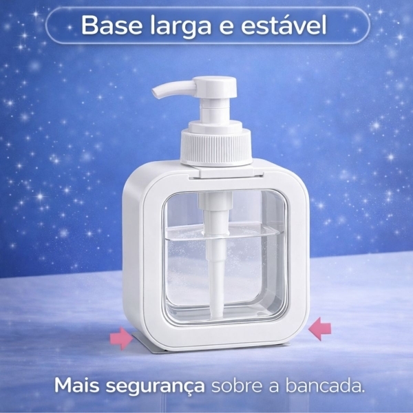 Dispenser Sabonete Líquido 300ml Quadrado Banheiro Cozinha - Branco