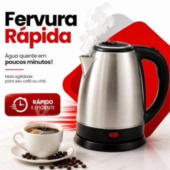 Chaleira Elétrica Inox 1,8 Litros Jarra Bule BAK Cor Prata