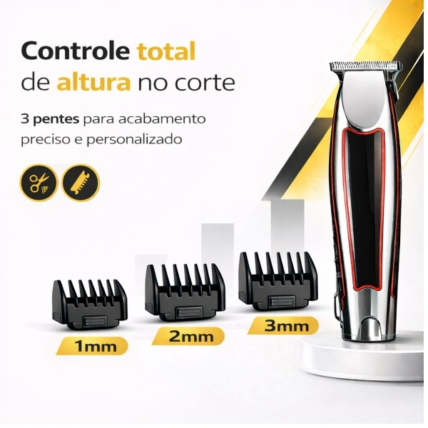 Kit Maquina Profissional Cortar Cabelo Acabamento Aparador Preto