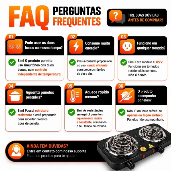 Fogão Eletrico 2 bocas