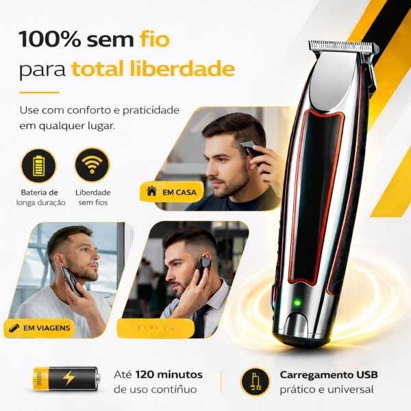 Máquina Cabelo Acabamento Profissional Aparador Pelos Nasal Prateado