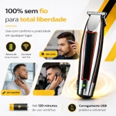 Máquina Cabelo Acabamento Profissional Aparador Pelos Nasal Prateado