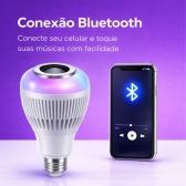 Lampada Bluetooth Caixa De Som Led RGB 12W Controle Remoto
