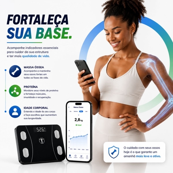 Balança Bioimpedância Imc Digital Aplicativo Bluetooth 180kg