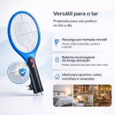 Raquete Elétrica Mata Mosquito Recarregável Bivolt Resistente