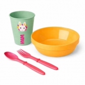 Kit Alimentação Infantil 4 Peças Bebê Livre BPA 0 a 24 Meses - Prato Amarelo