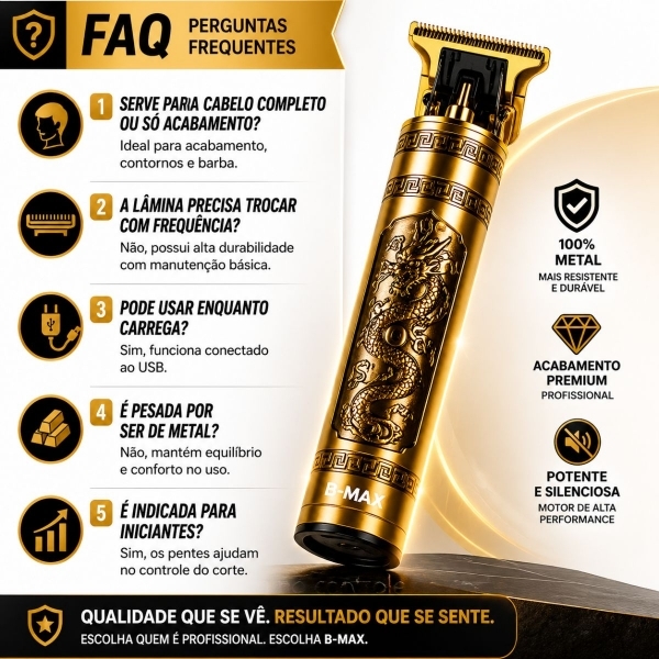 Kit Maquina De Cortar Cabelo Dragao Aparador Pelos De Nariz