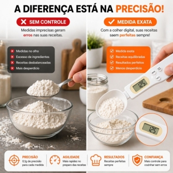 Colher Medida Balança Digital Eletrônica Cozinha Até 500g