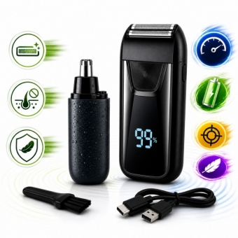 Barbeador Shaver Bivolt 5w Display Led Aparador Pelo Nariz