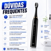 Escova Elétrica Sônica Recarregável USB IPX7 6 Modos + 4 Refis - Preto