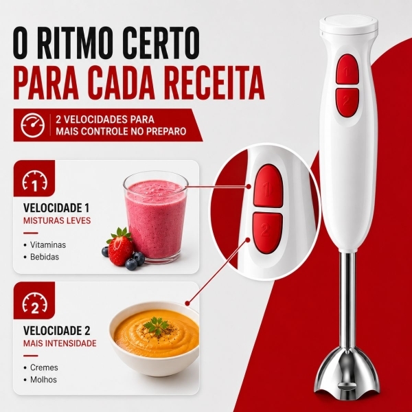 Mixer Misturador Elétrico Branco Bak 300w Com 600ml 110v