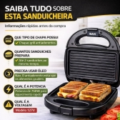 Sanduicheira Elétrica Bak 750w Fast Grill - 110v