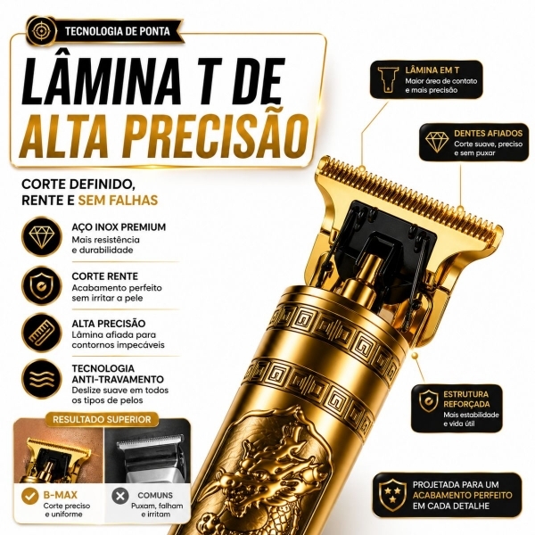 Kit Maquina De Cortar Cabelo Dragao Aparador Pelos De Nariz