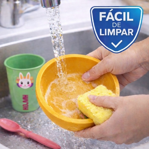 Kit Alimentação Infantil 4 Peças Bebê Livre BPA 0 a 24 Meses - Prato Amarelo