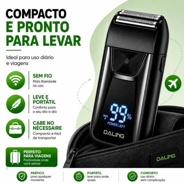 Barbeador Shaver Bivolt 5w Display Led Aparador Pelo Nariz