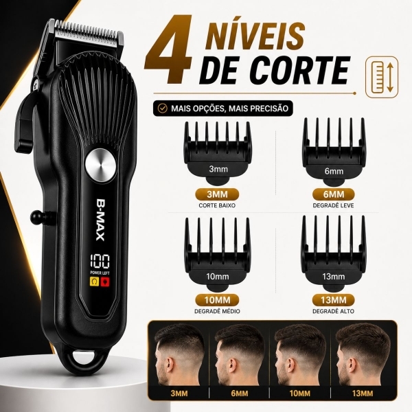 Kit Maquina Profissional Cortar Cabelo Acabamento Aparador Preto