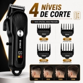 Kit Maquina Profissional Cortar Cabelo Acabamento Aparador Preto