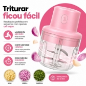 Mini Processador Moedor De Alimentos 250ml 3 Lâminas Usb