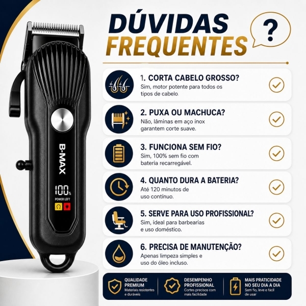 Kit Maquina Profissional Cortar Cabelo Acabamento Aparador Preto