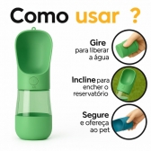 Garrafa Portátil Pet 2 em 1 Água e Ração 370ml Passeio - Verde