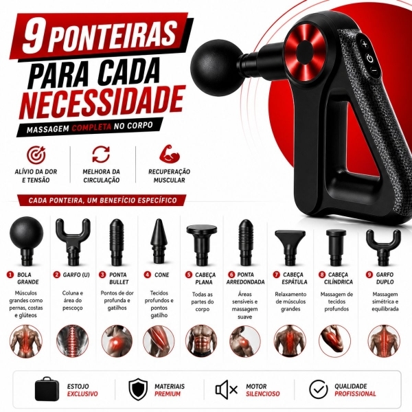 Massageador Muscular Profissional Triangular Ergonômica