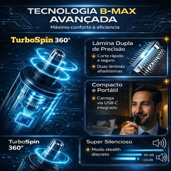 Máquina Cabelo Acabamento Profissional Aparador Pelos Nasal Prateado