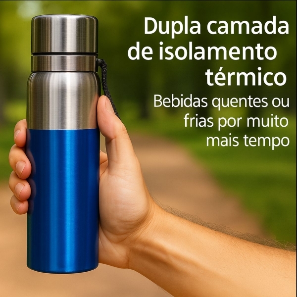 Garrafa Vacuum 800ml - Azul_Prata