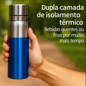 Garrafa Vacuum 800ml - Azul_Prata
