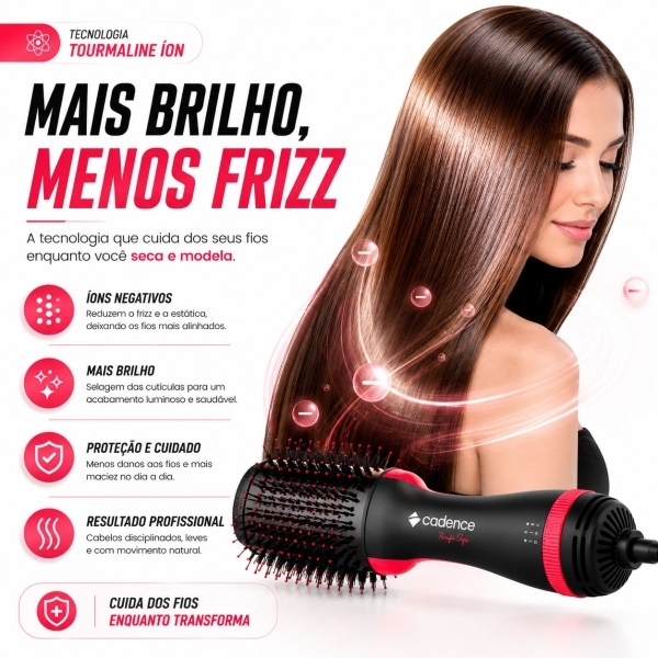 Escova secadora 4 em 1 Cadence Ceramica Ionizada Turmalina