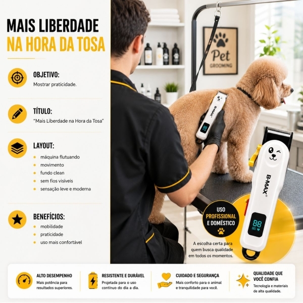 Máquina De Tosa Bmax Profissional Sem Fio Silenciosa
