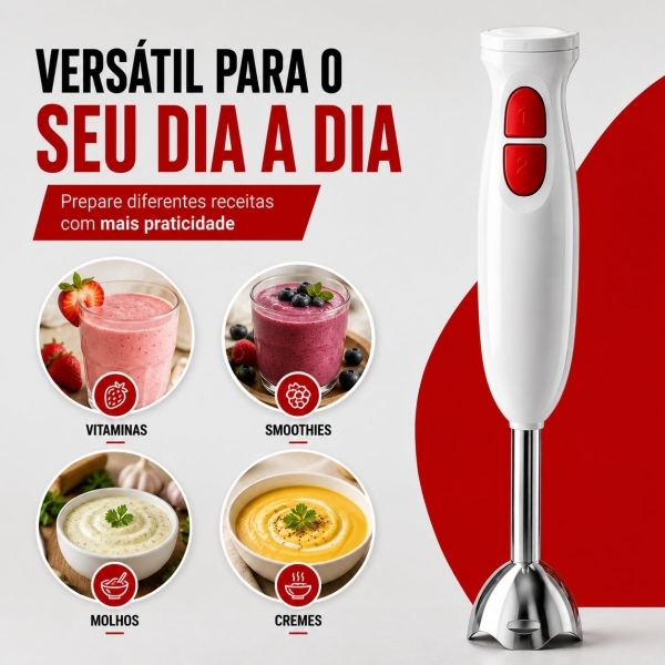 Mixer Misturador Elétrico Branco Bak 300w Com 600ml 110v