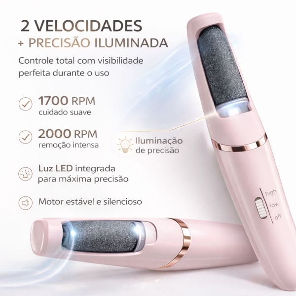 Lixa Elétrica Para Pés Profissional USB Com LED Removedor De Calos E Rachaduras