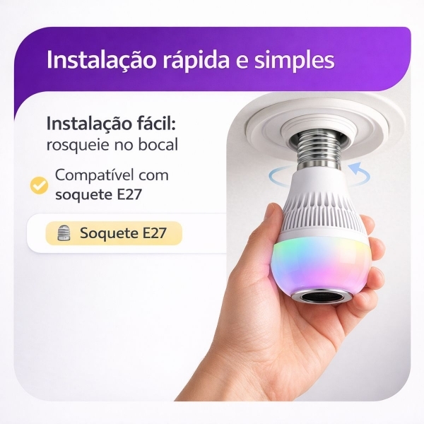 Lampada Bluetooth Caixa De Som Led RGB 12W Controle Remoto