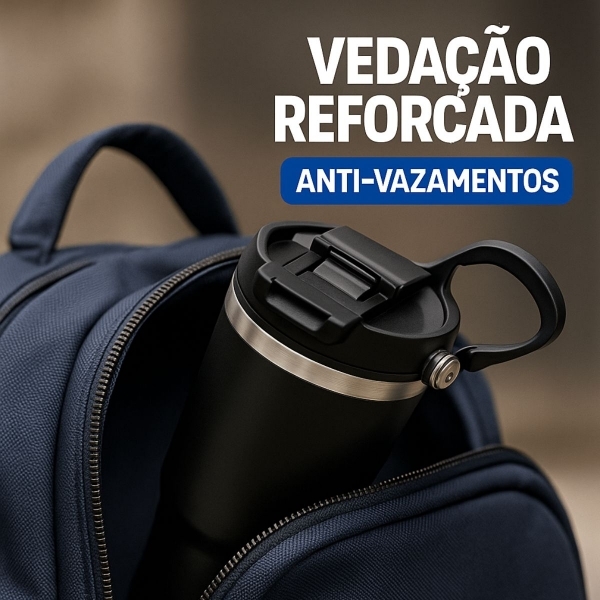 Garrafa Caneca Térmica  900ml - Preta