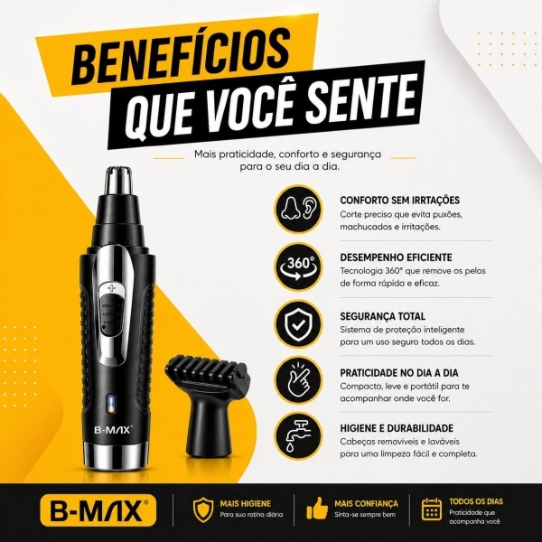 Kit Shaver Elétrico + Aparador Nariz Recarregável USB Masculino