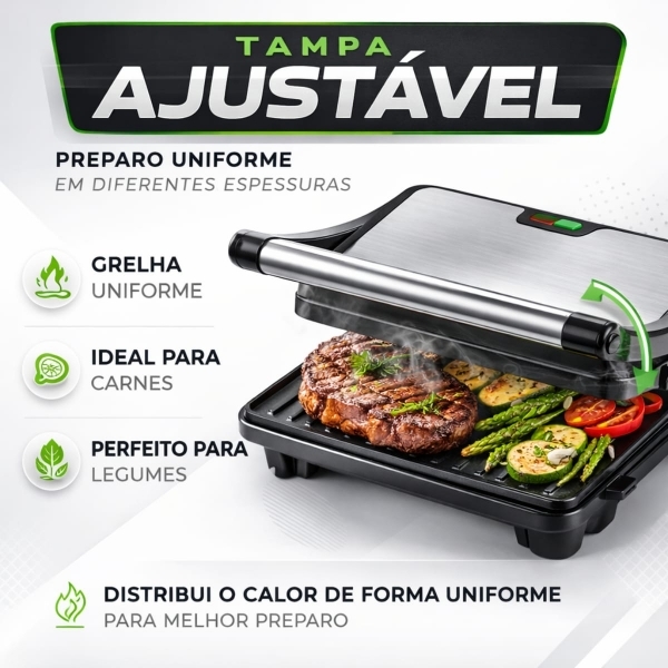 Grill Sanduicheira Press Gourmet Ceramic Inox  Preto 750W