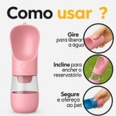 Garrafa Portátil Pet 2 em 1 Água e Ração 370ml Passeio - Rosa
